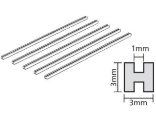 プラ材3mmH形棒(5本入) [70201]