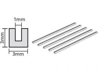 透明プラ材3mmコの字形棒(5本入) [70207]