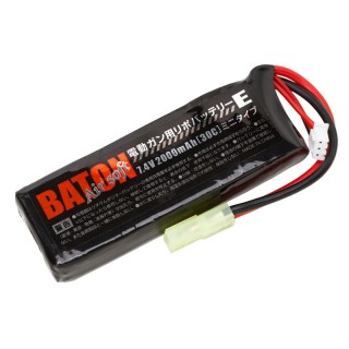 BATON Airsoft 電動ガン用リポバッテリーE 7.4v2000mAh(45C - 30C) ミニタイプ [BAS-LP2S200MINI]]