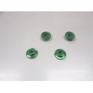 M4大径アルミフランジナット(グリーン/セレート付/4pcs) [AMR-025GR]]