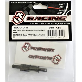 3racing Cero FWD用デフアウタージョイント2mm [SAK-C101/D]]