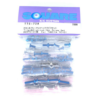チタン&ブルーアルミヘックスビスセット(タミヤ TC-01用) [TTC-72A]
