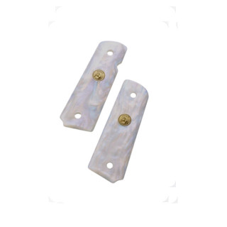 45AUTOホワイトパールグリップinメダル(マルイ/KSC/MZ/MKKetc) [CAR-CG-1911WPM]