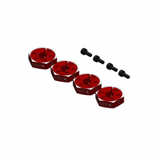 アルミホイールハブセット(4mm/レッド/4pcs) [OD3968]