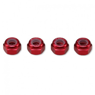 アルミ製 3mm ナイロンロックナット レッド(4個入) [ZC-N3AR]